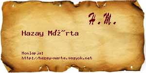 Hazay Márta névjegykártya